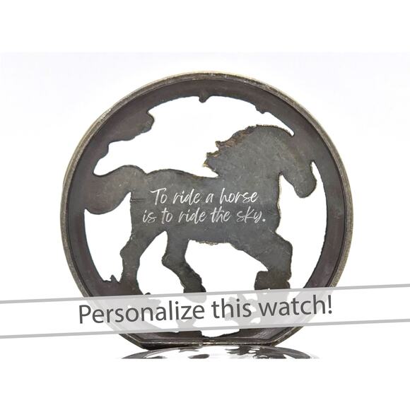 Galloping Horse Pocket Watch - Western Style, Equestrian Vintage Bronze Pendant - Picture 9 of 11